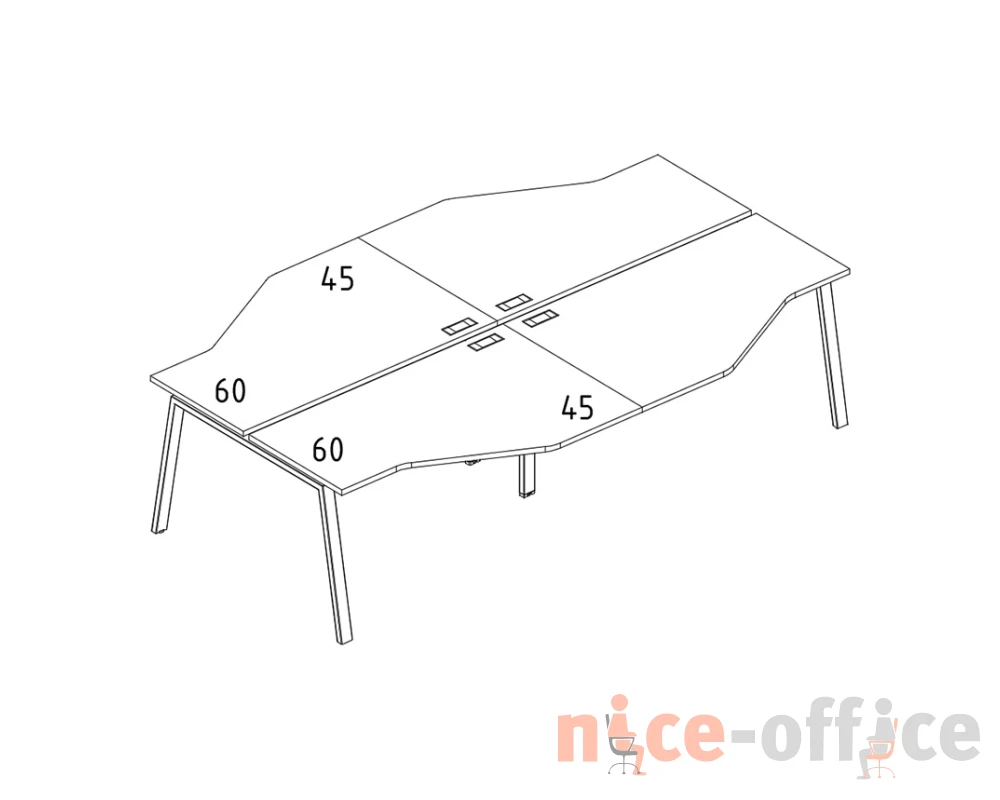 Рабочая станция на металлокаркасе TRE столы (4х140) Техно A4.PRO