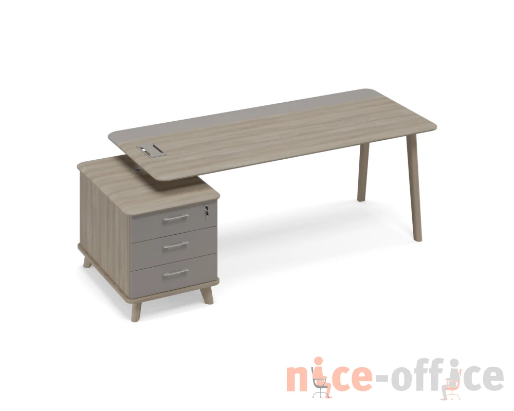 Стол на опорной тумбе малой левый (тип 1) WOOD Time Wood