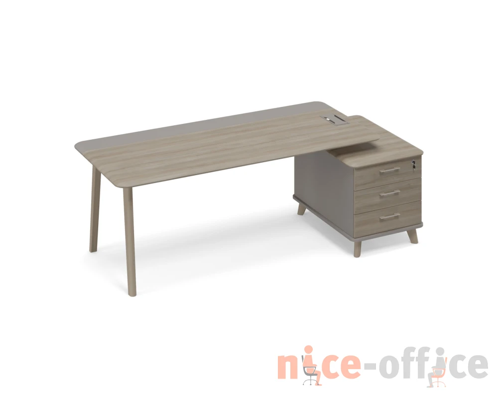 Стол правый комбинированный на тумбе малой (тип 1) WOOD Time Wood