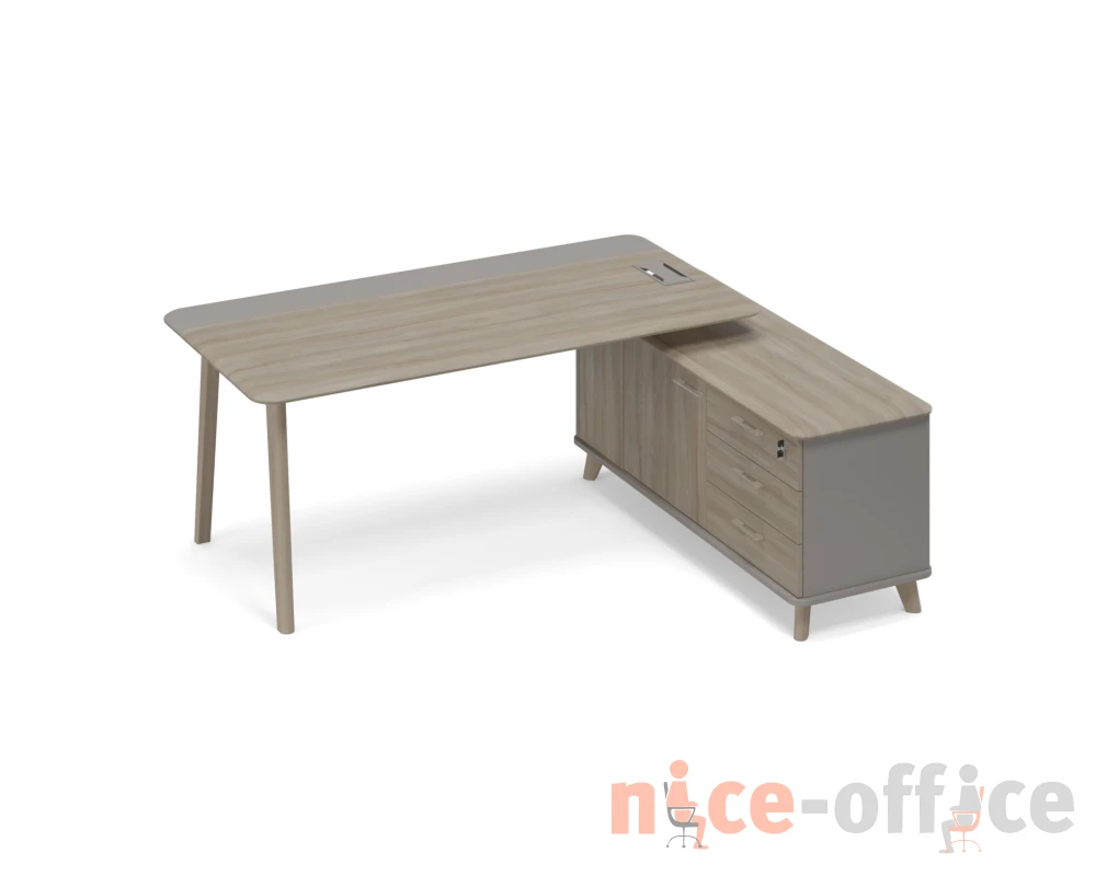 Стол руководителя комбинированный с тумбой правый (тип 1) WOOD Time Wood