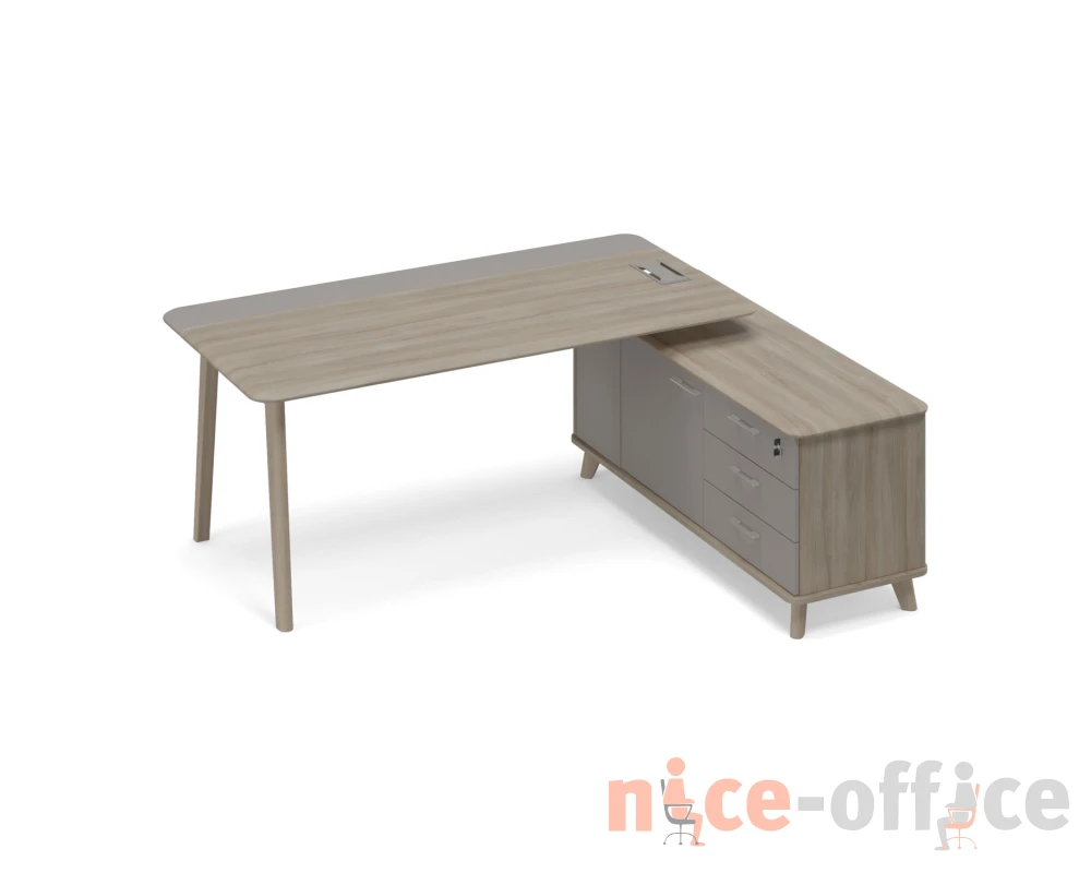 Стол руководителя комбинированный с тумбой правый (тип 1) WOOD Time Wood