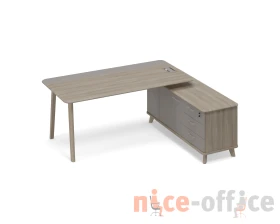 Стол руководителя комбинированный с тумбой правый (тип 1) WOOD Time Wood images