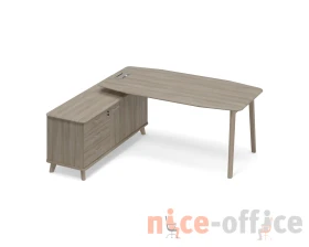 Стол руководителя левый (тип 2) WOOD на опорной тумбе Time Wood images