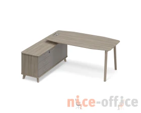 Стол руководителя левый (тип 2) WOOD на опорной тумбе Time Wood images
