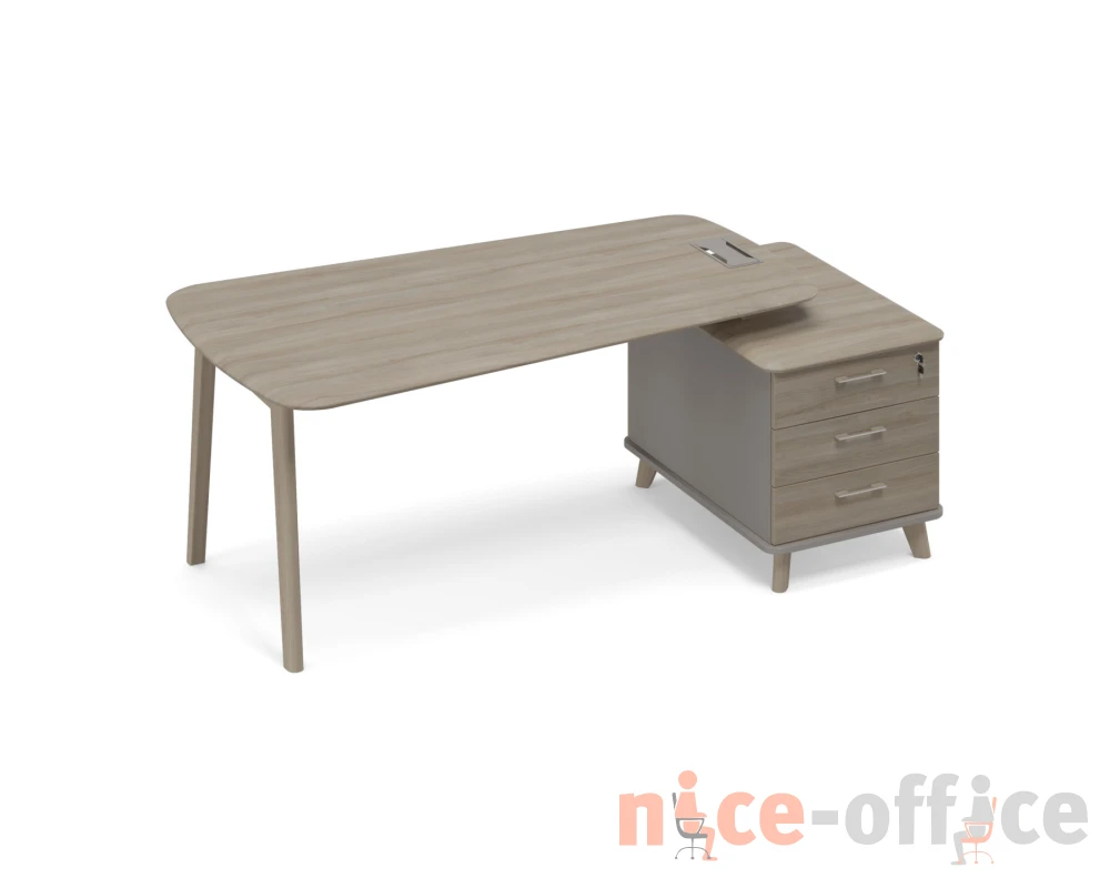 Стол руководителя на опорной тумбе малой (тип 3) WOOD Time Wood