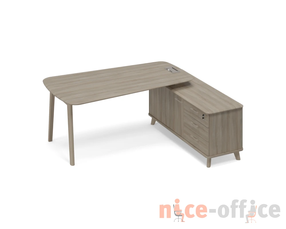 Стoл руководителя на опорной тумбе правый (тип 3) WOOD Time Wood