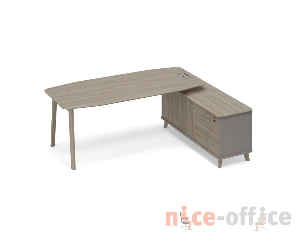 Стол руководителя на опорной тумбе (тип 2) WOOD правый Time Wood