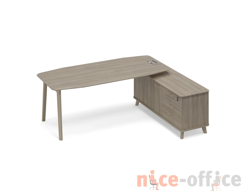 Стол руководителя на опорной тумбе (тип 2) WOOD правый Time Wood