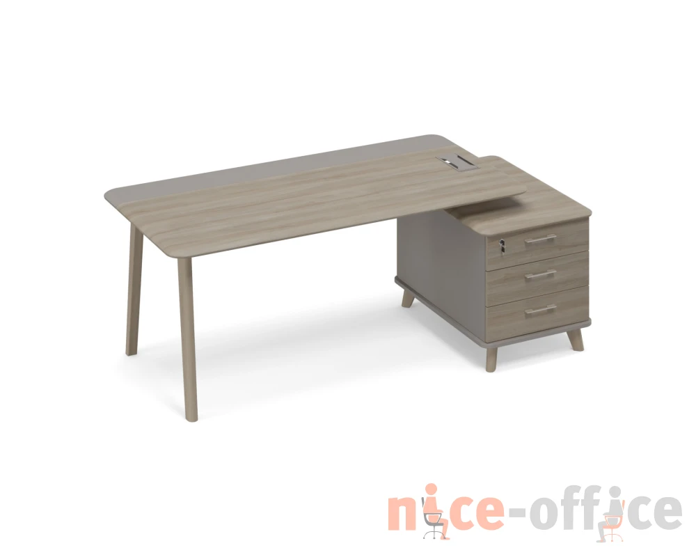 Стол руководителя правый комбинированный с тумбой малой тип 1 WOOD Time Wood