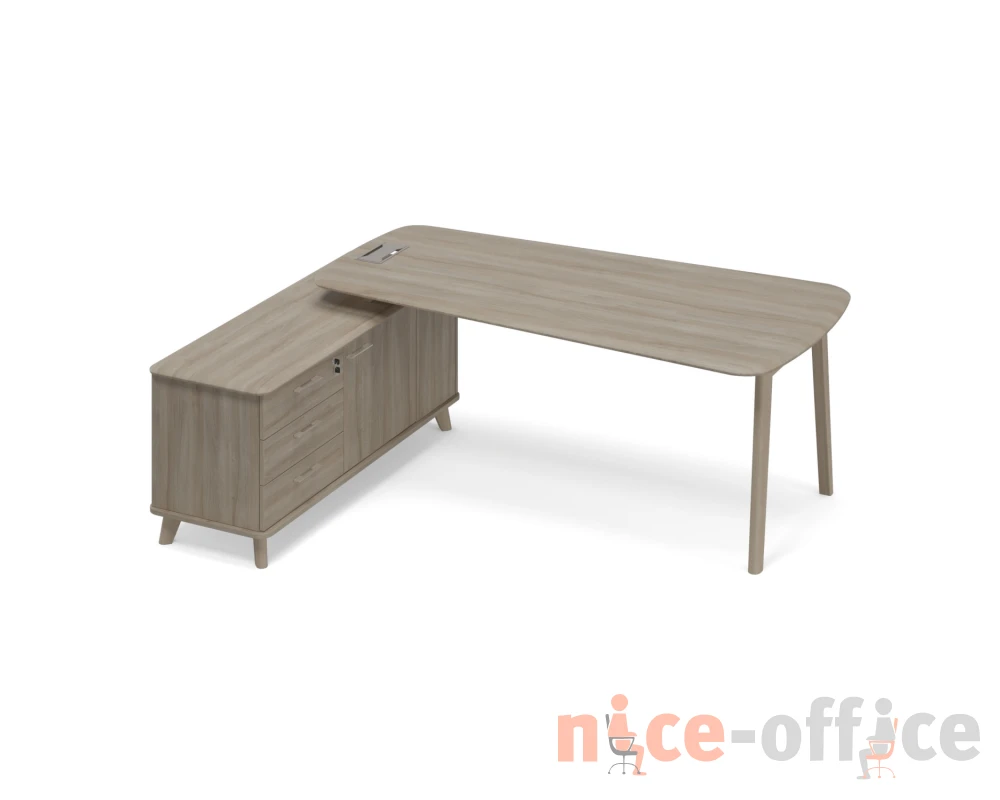 Стoл руководителя с тумбой (тип 3) WOOD левый Time Wood