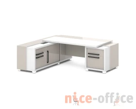 Стол с тумбой и греденцией (беспроводная зарядка, 2xUSB, розетка) 2270х2016х750 Грейс / Grace images