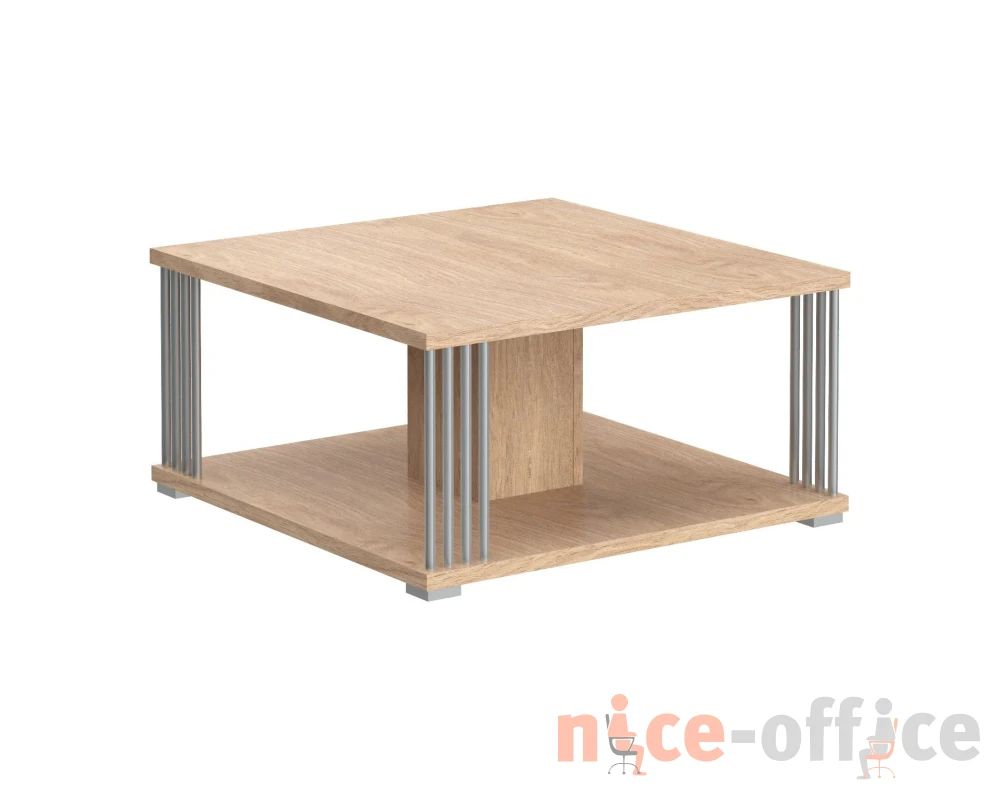 Стол журнальный с металлическими трубками 800х800х400 Кофе / Coffee